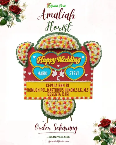 Karangan Papan Bunga Pernikahan di Mangli